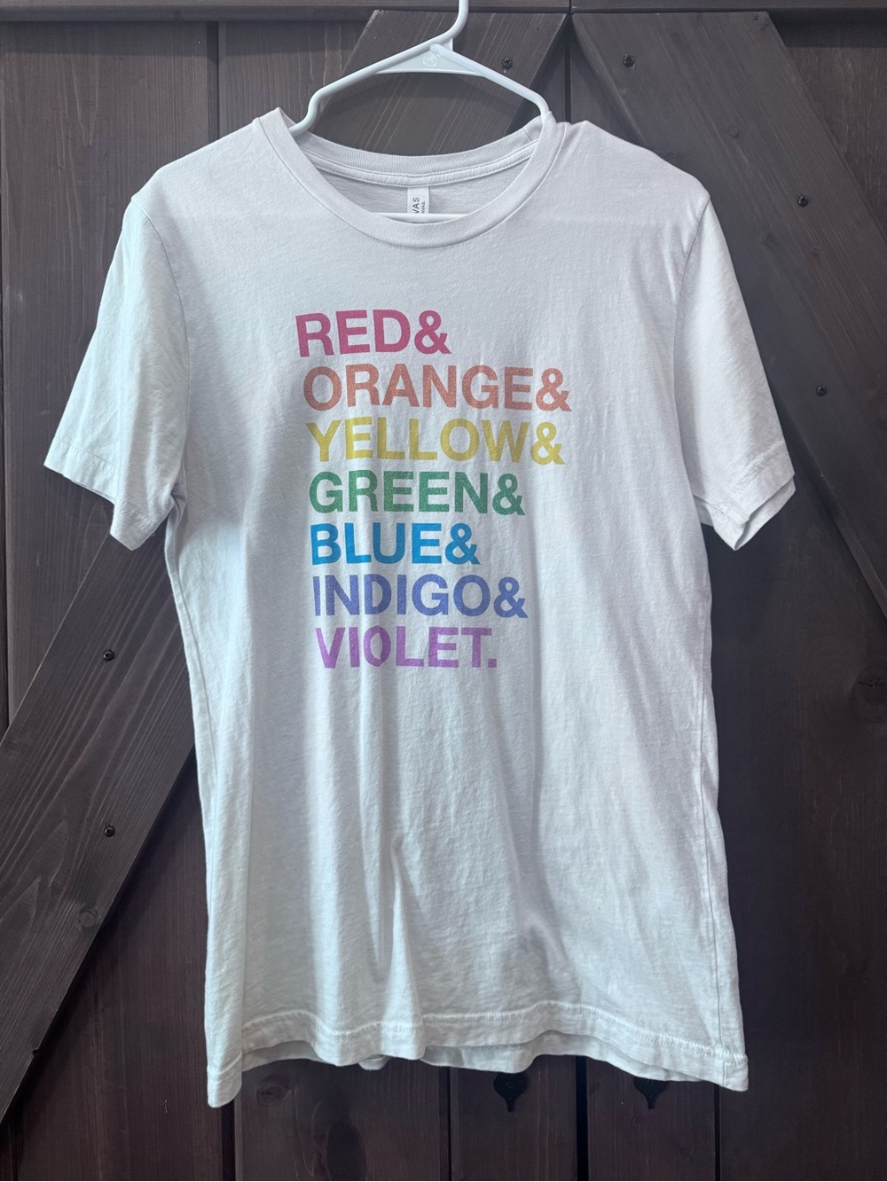 Bella Canvas White Rainbow Text Tee